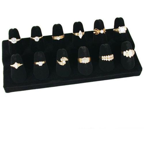 Black velvet 12 finger ring showcase counter top display, free shipping, new for sale