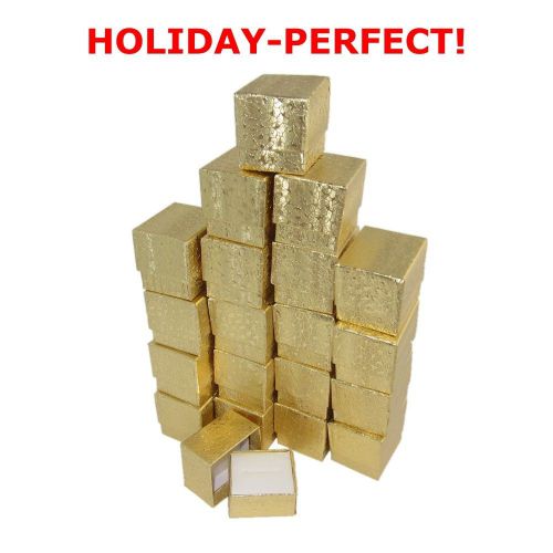 HOLIDAY-PERFECT! Pack Of 20 Gold Foil Foam Filled Ring Jewelry Gift Boxes