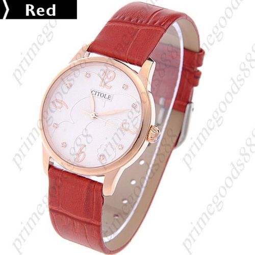 PU Leather Quartz Wrist Wristwatch Free Shipping Women&#039;s Red