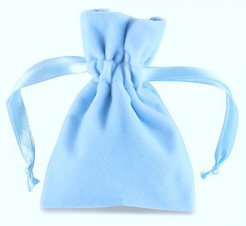 Deluxe Plush Velvet Blue Pouch Jewelry Gift Bag With Drawstrings 3 x 4