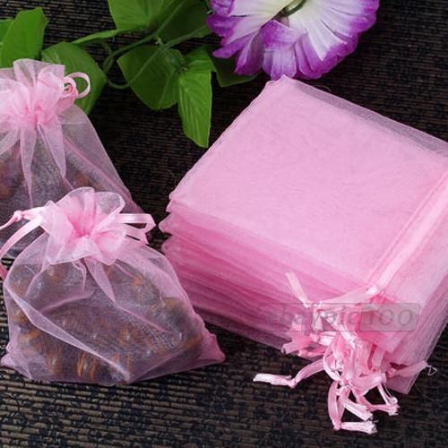 60 Organza Voile Drawstring Jewelry Gift Bag Pouch Pink HOT