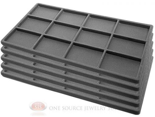 5 Gray Insert Tray Liners W/ 12 Compartments Drawer Organizer Jewelry Displays