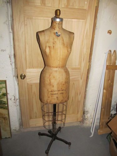 1967 Wolf Mannequin Collapsible Dress Form Original Cage Iron Stand NY 9 Vintage