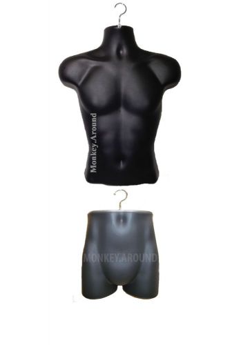 Combo 2 Dress Mannequin Black Form Male Torso Body + Trunk Display Men Clothing