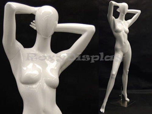 Female fiberglass glossy white mannequin egg head #md-c4 for sale