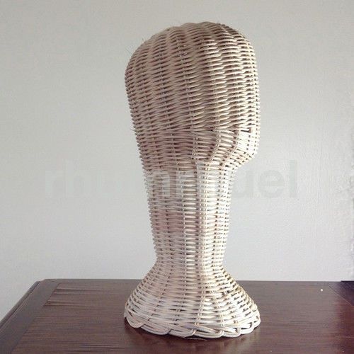HANDMADE HEAD MANNEQUIN WIG HOLDER HAT RATTAN HAND WEAVEN
