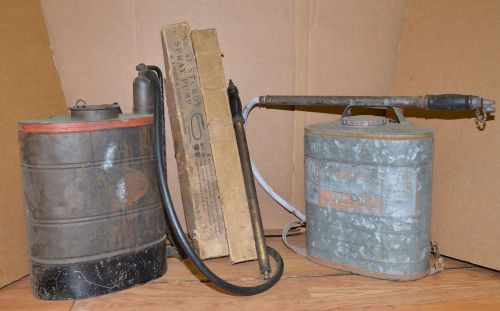 2 Antique pump sprayer Smith Indian + brass nozzle collectible forestry tool lot