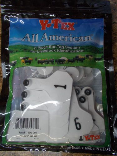 Y-tex all-american small numbered ear tags #1-25 - multiple colors!! for sale