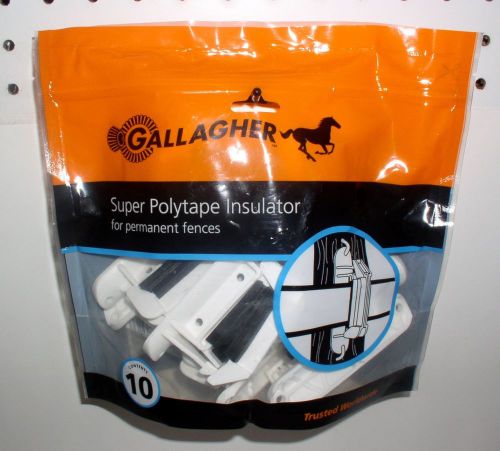 GALLAGHER SUPER POLYTAPE POLY TAPE INSULATOR white 10pk PERMANENT ELECTRIC FENCE