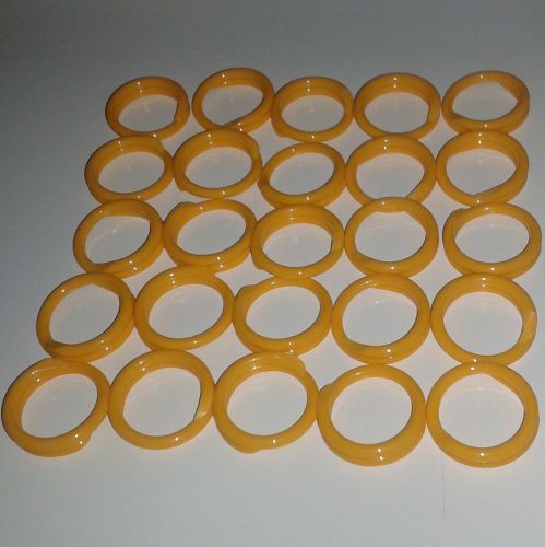 25 YELLOW Poultry Spiral ID Leg Bands Standard Size 11 Chicken 11/16&#034; Circle
