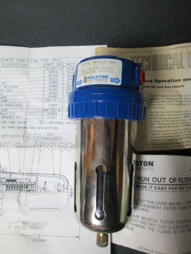New a912-dx balston filter 1/4&#034; npt ports max pressure 150 psig 100-12-dx for sale