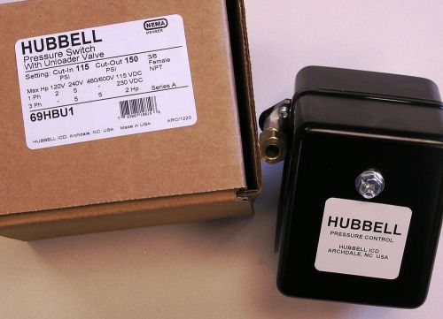 Furnas/hubbell 69hbu1 air compressor pressure switch 115-150psi w/unloader for sale
