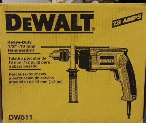 DEWALT DW511, 7.8 Amp 1/2&#034; VSR Single Speed Hammer Drill (NEW)