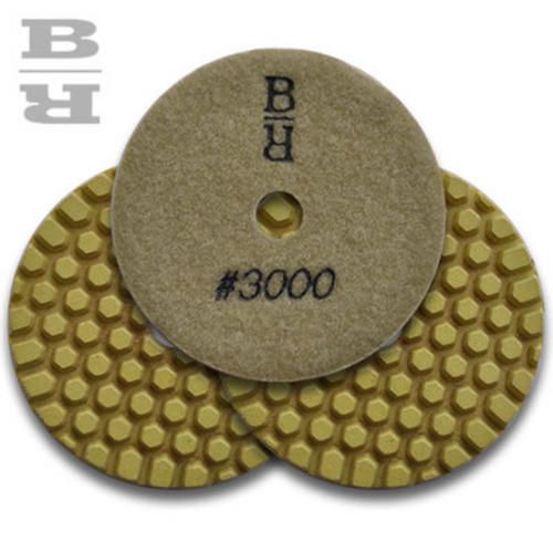 3 PK Buddy Rhodes 4&#034; 3000 Grit Dry Concrete Countertop Wet Dry Polishing Pad 6mm