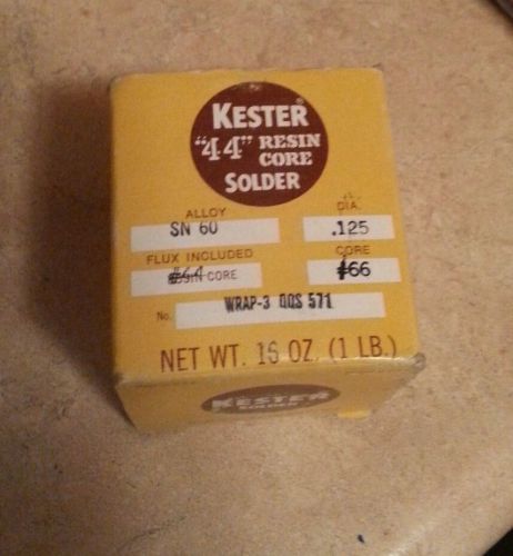 NOS 1 lb spool Kester 44 Rosin Core Solder .125&#034; Sn60 core 66, made in USA
