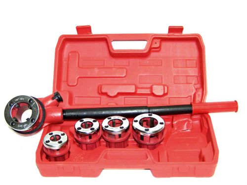Pipe threader tool with ratchet handle and 5 stock dies handheld cmt for sale