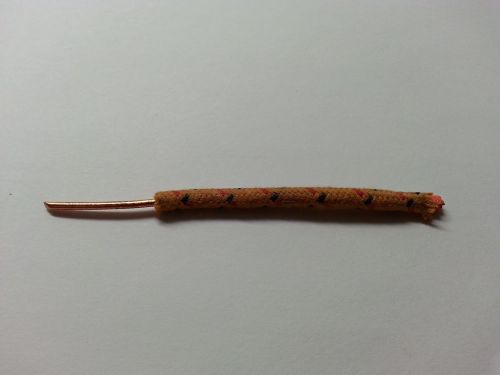 Colth covered solid core ignitor wire 14 gague orange w/ red &amp; black tracers 5ft for sale