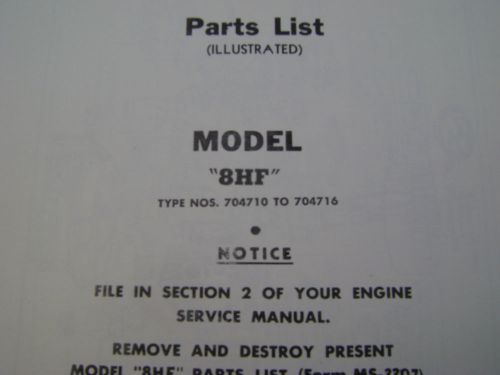 briggs and stratton parts list model series 8HF type no 704710 to 704716