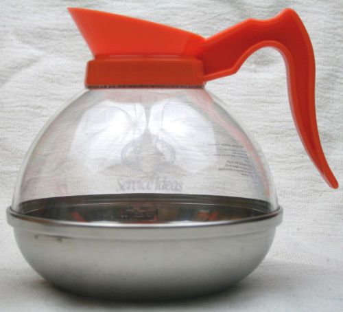 64 Ounce Orange Handle Coffee Decanter - Select-Serv SSD18OR with Stainless Base