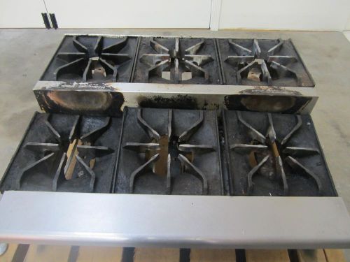 IMPERIAL RANGE 36&#034; COMMERCIAL GAS STEP UP HOT PLATE COUNTER TOP 6 BURNER USED