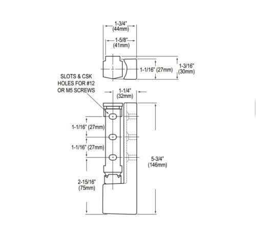 Black epoxy lift-off cam-rise edgemount hinge | 1-5/8&#034; offset for sale