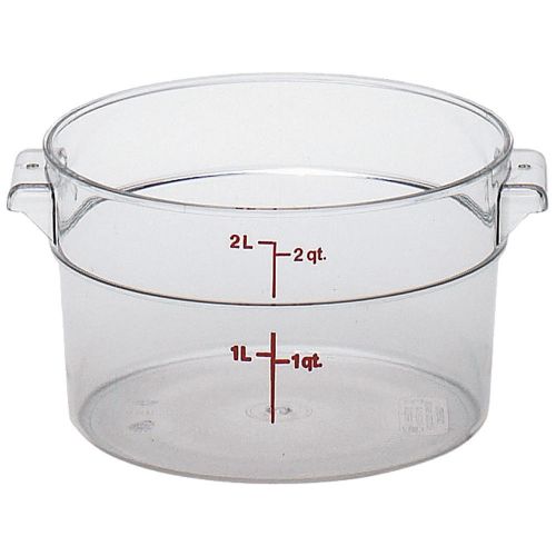 Cambro 2 qt. camwear round food storage containers, 12pk clear rfscw2-135 for sale
