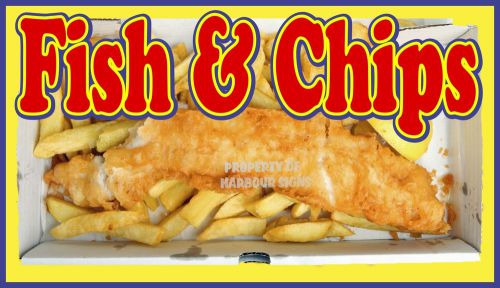 Fish &amp; Chips 14&#034; Decal Restaurant Concession Food Truck Vinyl Menu Seafood