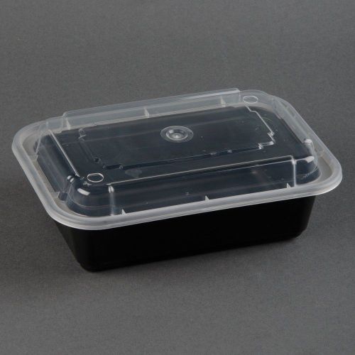 Newspring nc888b black 38oz versatainer 8x6 rect microwavable containers 150ct. for sale