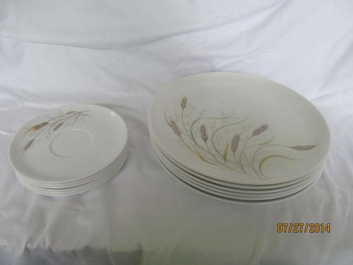 Lot of 12 Melamine wheat plates 6 dinner 6 saucers