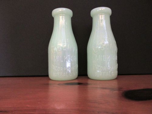 &#034;2&#034; Jadeite Jadite Green Colored Glass Milk Bottles  (MINT CONDITION!!)