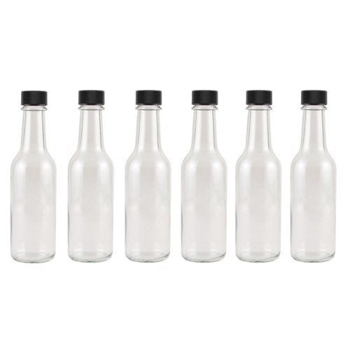 Hot sauce clear glass dasher bottle - empty - 5 oz - 6 pack for sale
