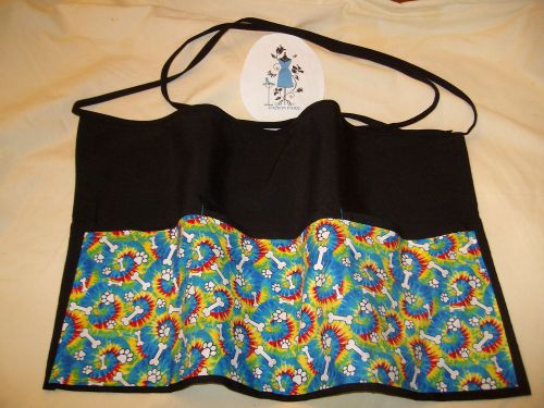 Black server waist apron doggie paw &amp; bone waitress half waist apron for sale
