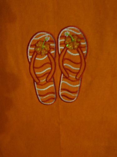Tropical fantasy flip flops apron summer sandals thongs orange 25 x 36 new l@@k for sale