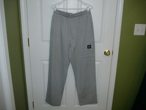 CHEF REVIVAL 24/7 BLACK 7 WHITE HOUNDSTOOTH SIZE L MENS WOMENS CHEF PANTS-EUC