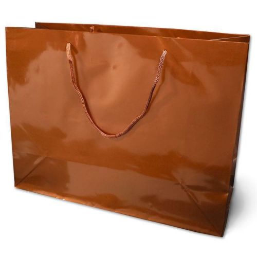 100 copper metallic euro tote shopping bags 16&#034;x6&#034;x12&#034; rope handle gift bags for sale