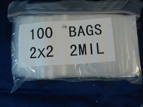 100 2&#034;x2&#034; ZIPLOCK BAGS Clear 2MIL Small POLY BAG RECLOSABLE BAGS Plastic Baggies