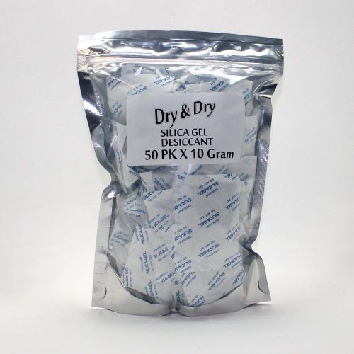 10 gram X 50 PK &#034;Dry &amp; Dry&#034; Silica Gel Desiccant - FDA Compliant Safe Box