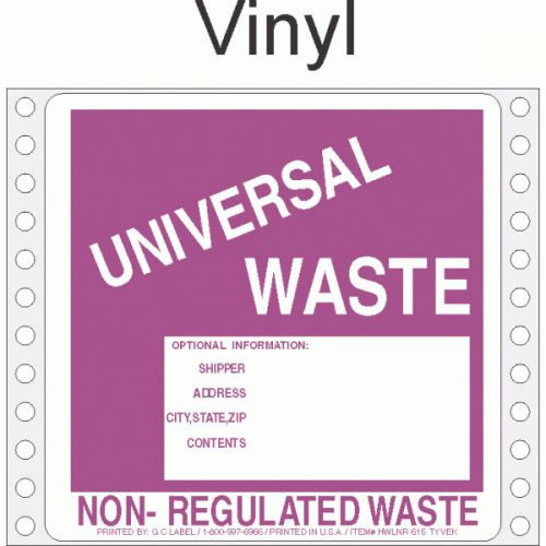 Universal waste 615 vinyl labels (1 pack of 500) for sale