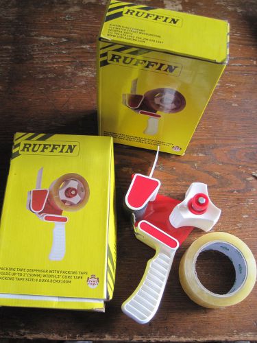 RUFFIN Handheld RED&amp;WHITE PLASTIC TAPE Dispenser, For 3&#034; Core-2&#034; W/PACKING TAPE