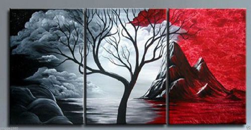 3PIECES MODERN ABSTRACT HUGE WALL ART OIL PAINTING ON CANVAS+ framed