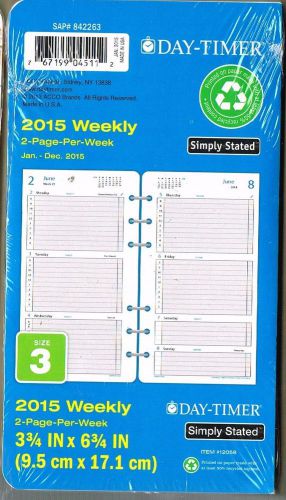 Day-Timer 2015 Simply Stated Weekly 3 3/4 IN x 6 3/4 IN Size 3 ITEM # 12058