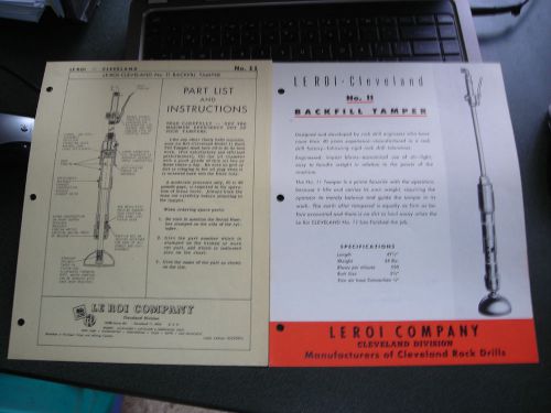 1947 LeRoi-Cleveland No.11 Backfill Tamper Part List &amp; Iowa Dealer Sales Flyer