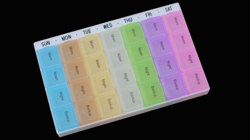 7 DAY 4X DAY PILL BOX ORGANIZER TABLET DISPENSER CONTAINER CASE W/ BRAILLE P48