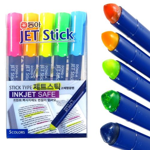 [x120 set] DongA 5 Color JET STICK Fluorescent Highlighter Marker Pen, Wholesale