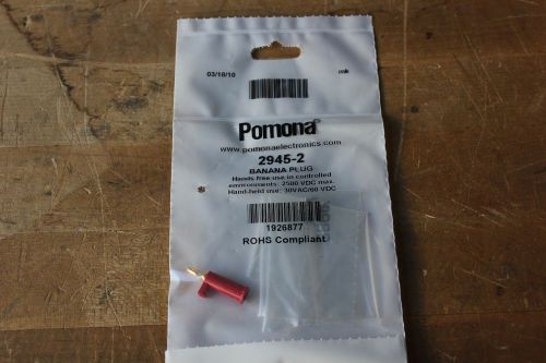 POMONA 2945-2 Mini Banana Plug With Safety Sleeve, Solderless, Red! NEW!