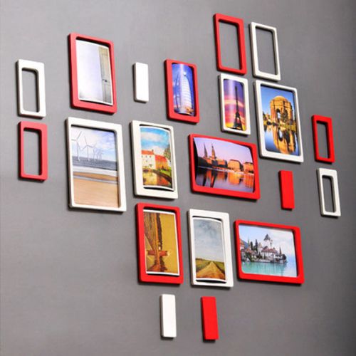 5PCS Colorized 3D Rectangle Wall Sticker House Photo Frame Sticker Art Decal