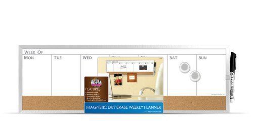 Board Dudes 7.5&#034; x 23&#034; Horizontal Magnetic Dry Erase/Cork Weekly Planner Combo B