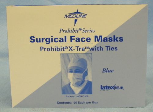 1 Box of 50 Medline Prohibit  Series  Surgical Face Masks #NON27408