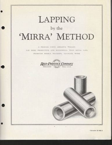 Circular 1925 Reed Prentice Machine Tools Worcester Lapping by the MIRRA Method