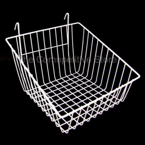 Sloped Front Wire Basket For Gridwall White 3 Pcs - Work With All Grid Panels